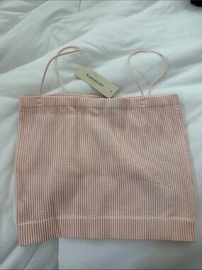 Francesca's Collections Blush Pink Ribbed Knit Cami- cropped